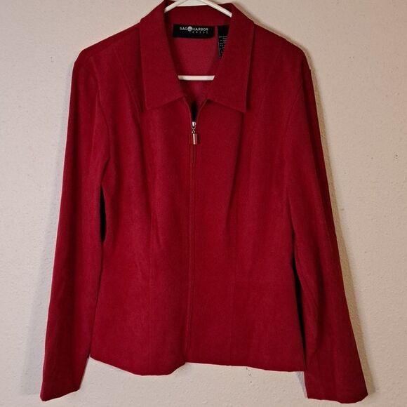 Sag Harbor Red Zip-Up Jacket size 12 - Picture 1 of 5